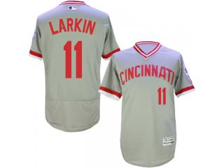 Cincinnati Reds 11 Barry Larkin Flexbase Baseball Jersey Gray