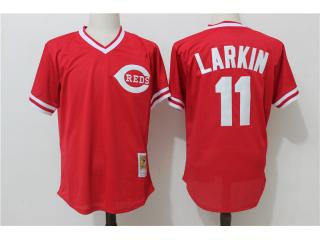 Cincinnati Reds 11 Barry Larkin Baseball Jersey Red retro net eye