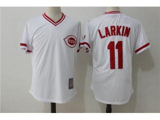 Cincinnati Reds 11 Barry Larkin Baseball Jersey White retro
