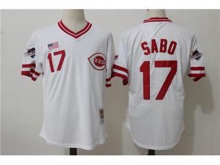 Cincinnati Reds 17 Chris Sabo Baseball Jersey White Retro