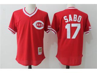 Cincinnati Reds 17 Chris Sabo Baseball Jersey Red retro net eye