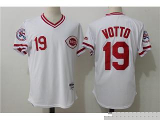 Cincinnati Reds 19 Joey Votto Baseball Jersey White Retro