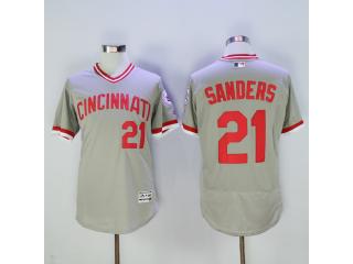 Cincinnati Reds 21 Deion Sanders Flexbase Baseball Jersey Gray