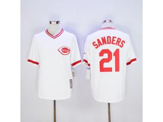 Cincinnati Reds 21 Deion Sanders Baseball Jersey White Retro