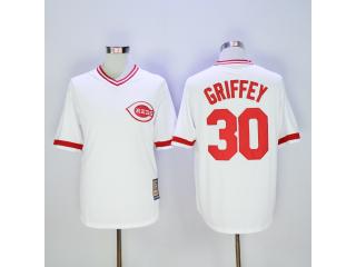 Cincinnati Reds 30 ken griffey jr Baseball Jersey White Retro