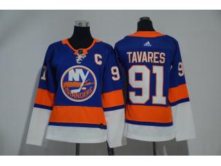 Women Adidas New York Islanders 91John Tavares Ice Hockey Jersey Blue