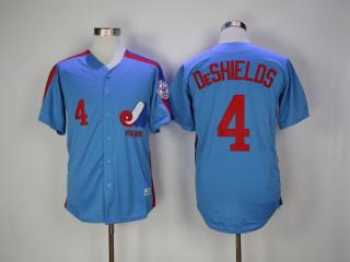 Montreal Expos 4 Delino Deshields Baseball Jersey Blue Retro