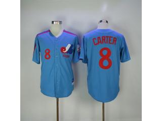 Montreal Expos 8 Gary Carter Baseball Jersey Blue Retro