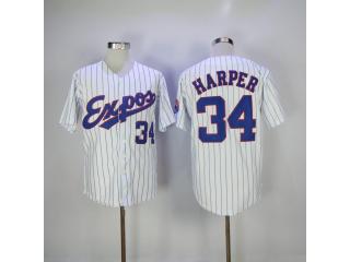 Montreal Expos 34 Bryce Harper Baseball Jersey White Retro