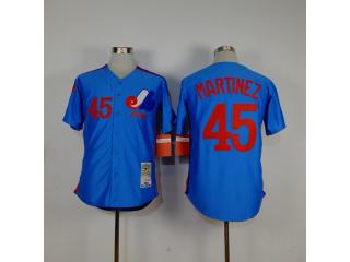 Montreal Expos 45 Pedro Martinez Baseball Jersey Blue Retro