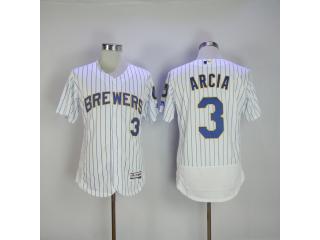 Milwaukee Brewers 3 Orlando Arcia Flexbase Baseball Jersey White