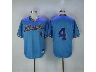 Milwaukee Brewers 4 Paul Molitor Baseball Jersey Blue Retro