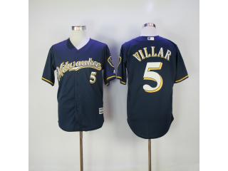 Milwaukee Brewers 5 Jonathan Villar Baseball Jersey Navy Blue Fans
