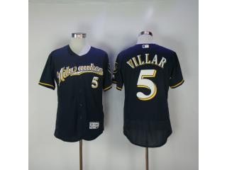 Milwaukee Brewers 5 Jonathan Villar Flexbase Baseball Jersey Navy Blue