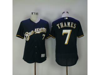 Milwaukee Brewers 7 Eric Thames Flexbase Baseball Jersey Navy Blue