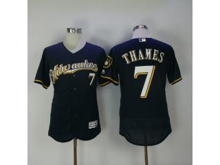 Milwaukee Brewers 7 Eric Thames Flexbase Baseball Jersey Navy Blue