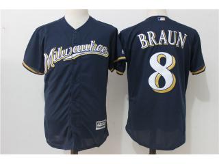 Milwaukee Brewers 8 Ryan Braun Baseball Jersey Navy Blue Fans