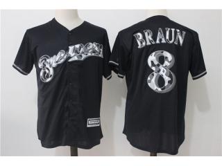 Milwaukee Brewers 8 Ryan Braun Baseball Jersey Black Fans