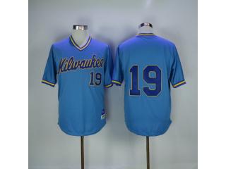 Milwaukee Brewers 19 Robin Yount Baseball Jersey Blue Retro