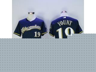 Milwaukee Brewers 19 Robin Yount Flexbase Baseball Jersey Navy Blue