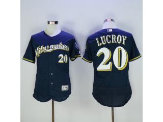 Milwaukee Brewers 20 Jonathan Lucroy Flexbase Baseball Jersey Navy Blue