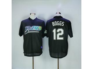 Tampa Bay Rays 12 Wade Boggs Baseball Jersey Black Retro cave cloth