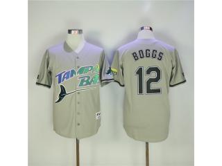 Tampa Bay Rays 12 Wade Boggs Baseball Jersey Gray Retro cave cloth