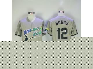 Tampa Bay Rays 12 Wade Boggs Baseball Jersey Gray Retro cave cloth