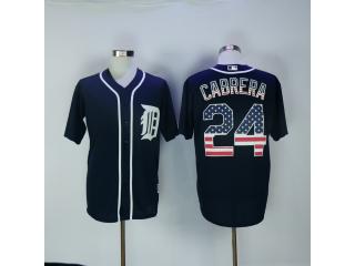 Detroit Tigers 24 Miguel Cabrera Baseball Jersey Navy Blue National flag