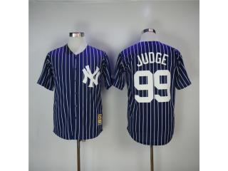 New York Yankees 99 Aaron Judge Baseball Jersey Blue white stripes 1973 reverse
