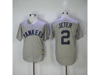 New York Yankees 2 Derek Jeter Baseball Jersey Gray Retro