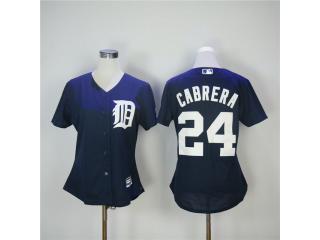 Women Detroit Tigers 24 Miguel Cabrera Baseball Jersey Navy blue