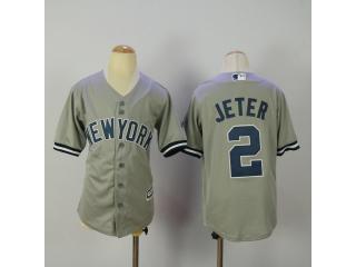 Youth New York Yankees 2 Derek Jeter Baseball Jersey Gray