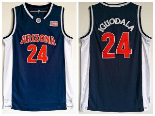 NCAA of the University Arizona 24 Iguodala deep blue new basketball jerseys embroidered fabric doubl...