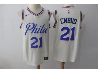 Nike Philadelphia 76ers 21 Joel Embiid Basketball Jersey White City Edition Fans