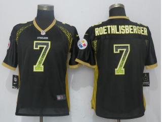 Women Pittsburgh Steelers 7 Ben Roethlisberger Drift Fashion Black Elite Jersey