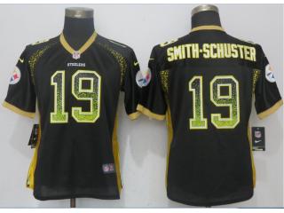 Women Pittsburgh Steelers 19 JuJu Smith-Schuster Drift Fashion Black Elite Jersey