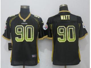 Women Pittsburgh Steelers 90 T.J. Watt Drift Fashion Black Elite Jersey
