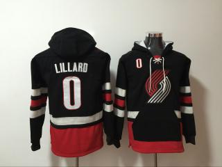 Portland Trail Blaze 0 Damian Lillard Hoodies Basketball Jersey Black