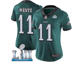 Women 2018 Pro Bowl Philadelphia Eagles 11 Carson Wentz Football Jersey Legend Green