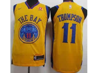 2017-2018 Nike Golden State Warrior 11 klay Thompson Basketball Jersey Yellow City Edition Player