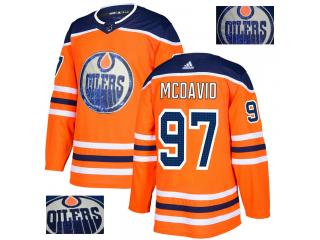 Adidas Edmonton Oilers 97 Connor McDavid Ice Hockey Jersey Orange Gold embroidery