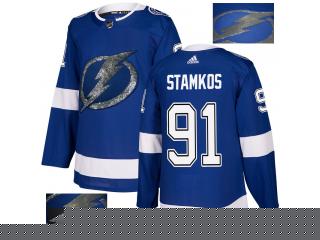 Adidas Tampa Bay Lightning 91 Steven Stamkos Ice Hockey Jersey Blue Gold embroidery