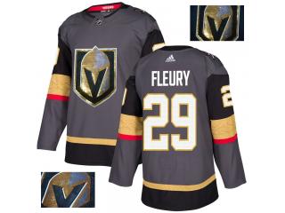 Adidas Vegas Golden Knights 29 Marc-Andre Fleury Ice Hockey Jersey Gray Gold embroidery