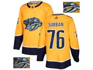 Adidas Nashville Predators 76 P.K Subban Ice Hockey Jersey Yellow Gold embroidery