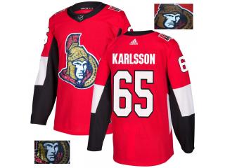 Adidas Ottawa Senators 65 Erik Karlsson Ice Hockey Jersey Red Gold embroidery