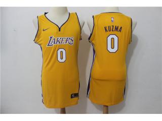 Women 2017-2018 Nike Los Angeles Lakers 0 Kyle Kuzma Basketball Jersey Yellow Fan Edition