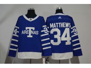 Adidas Toronto Maple Leafs 34 Auston Matthews Ice Hockey Jersey Blue