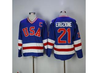 Classic USA 21 Eruzione Ice Hockey Jersey Blue