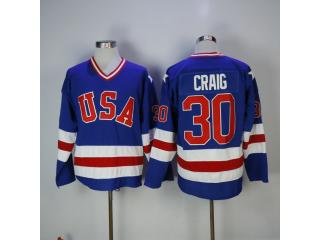 Classic USA 30 Craig Ice Hockey Jersey Blue